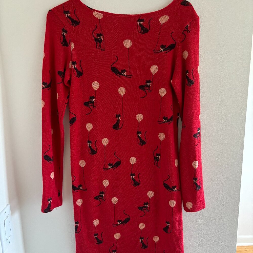 Adorable Vintage Red Cat Mini Dress